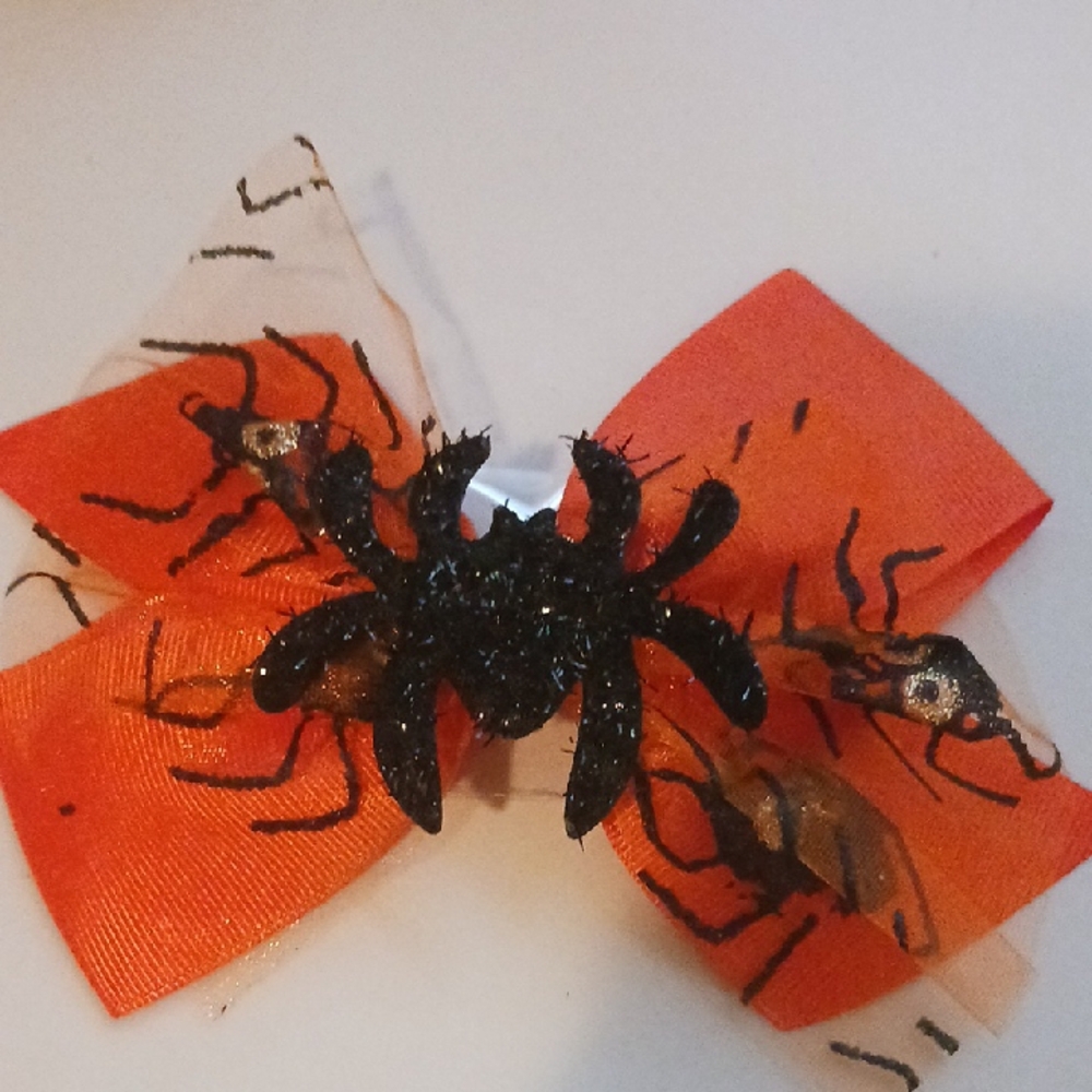 Orange and Black Spider Hair Bow
